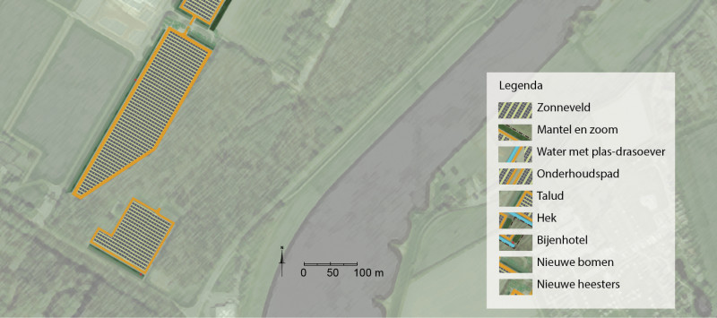 Plattegrond van zonneproject Sunspace met een legenda 